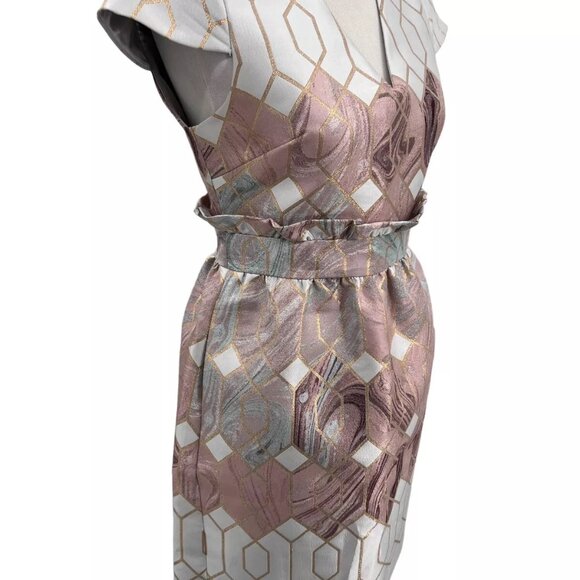 TED BAKER LONDON Ingrida Jacquard Dress Mid Rose Gold TB 4 sz - Picture 6 of 8